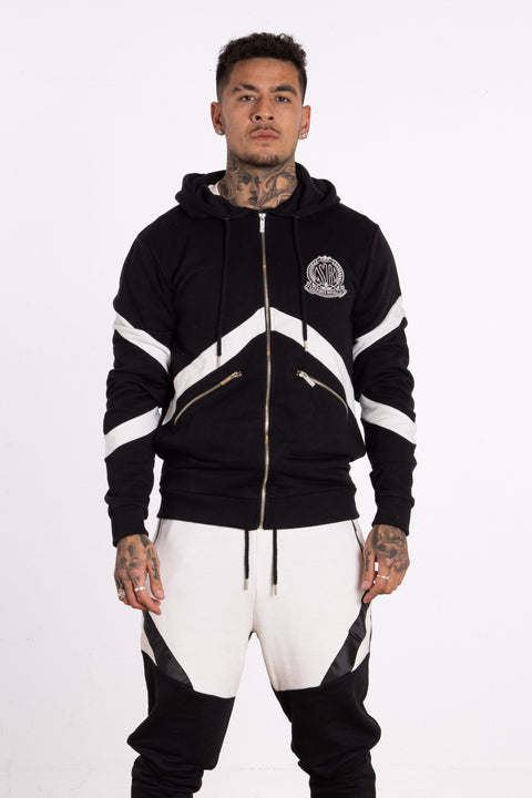 Monochrome Zip Hoody Black