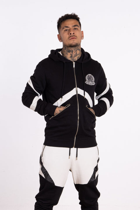 Monochrome Zip Hoody Black