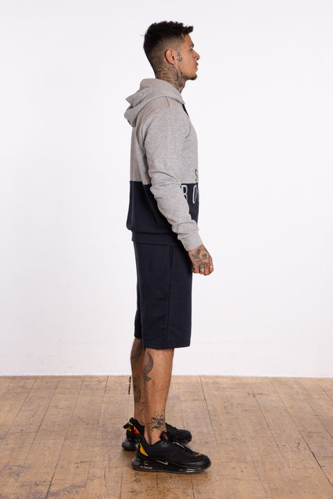 Split Print Hoody - Grey - Serious Royalty