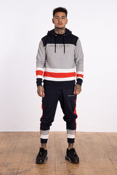 Cut & Sew Panel Printed Hoody - Grey - Serious Royalty