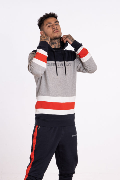 Cut & Sew Panel Printed Hoody - Grey - Serious Royalty