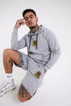 Embellished Crest Shorts Grey