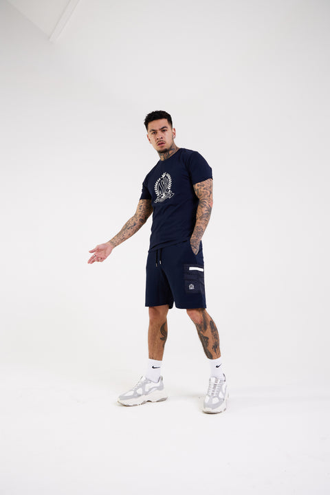 Crest Print T-shirt - Navy - Serious Royalty