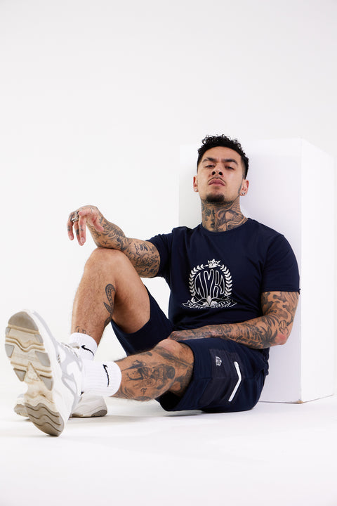 Crest Print T-shirt - Navy - Serious Royalty