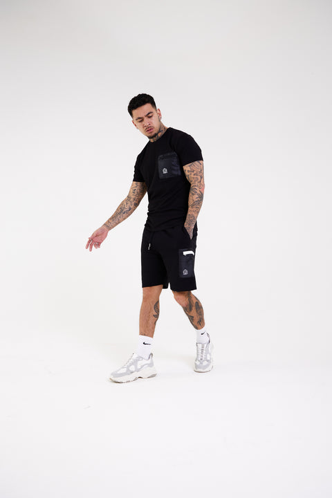 Close view of simple black t shirt